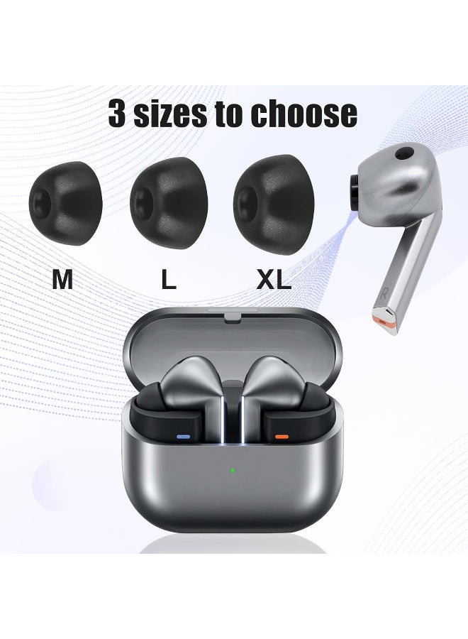 Memory Foam Tips for Samsung Galaxy Buds 3 Pro, No Silicone Eartips Pain, Anti-Slip Replacement Ear Tips with Dust Mesh, Fit in The Charging Case, Reducing Noise Earbuds, 3 Pairs (Mixed S/M/L, Black) - Image 3